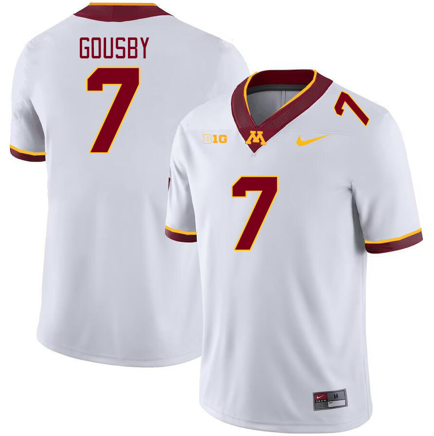 Men #7 Aidan Gousby Minnesota Golden Gophers College Football Jerseys Stitched-White - Click Image to Close
